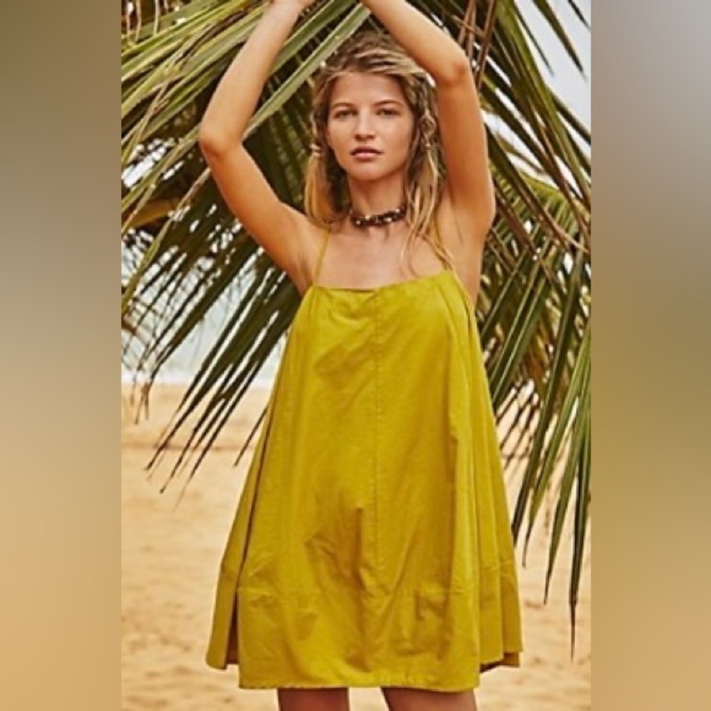 Free People Struttin’ Mini Dress in Warm Olive